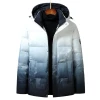 Winter white duck down jacket for men, gradient quality, warmth, thickened student coat, trendy hooded down jacket for men Item Picture